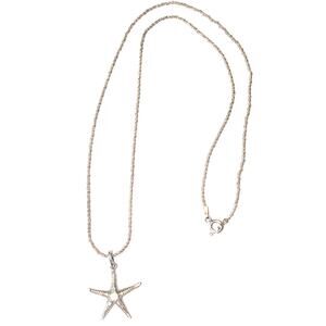 Vintage 925 Sterling Silver Starfish Pendant 19 inch Rope Chain Made in Italy